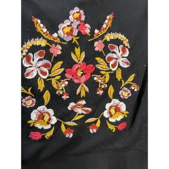 Loft Black Embroidery Fit And Flare Dress Size 0 - Picture 8 of 8